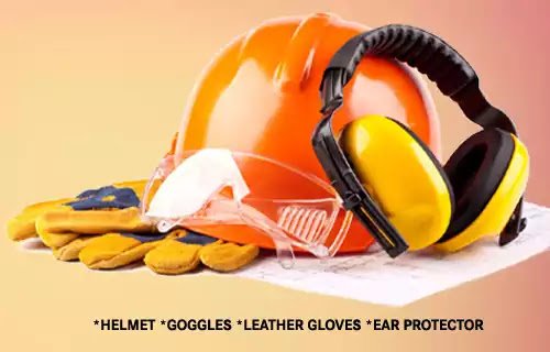 ppe for electrical work, helmet, earplug, glasses
